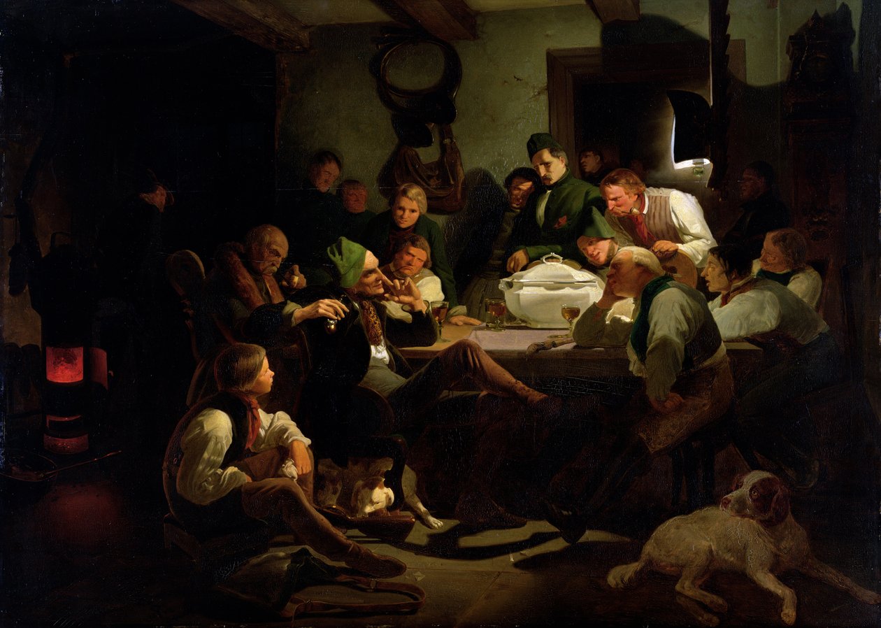 Munchhausen vertelt zijn jachtverhalen, 1842 door Adolf Schrodter