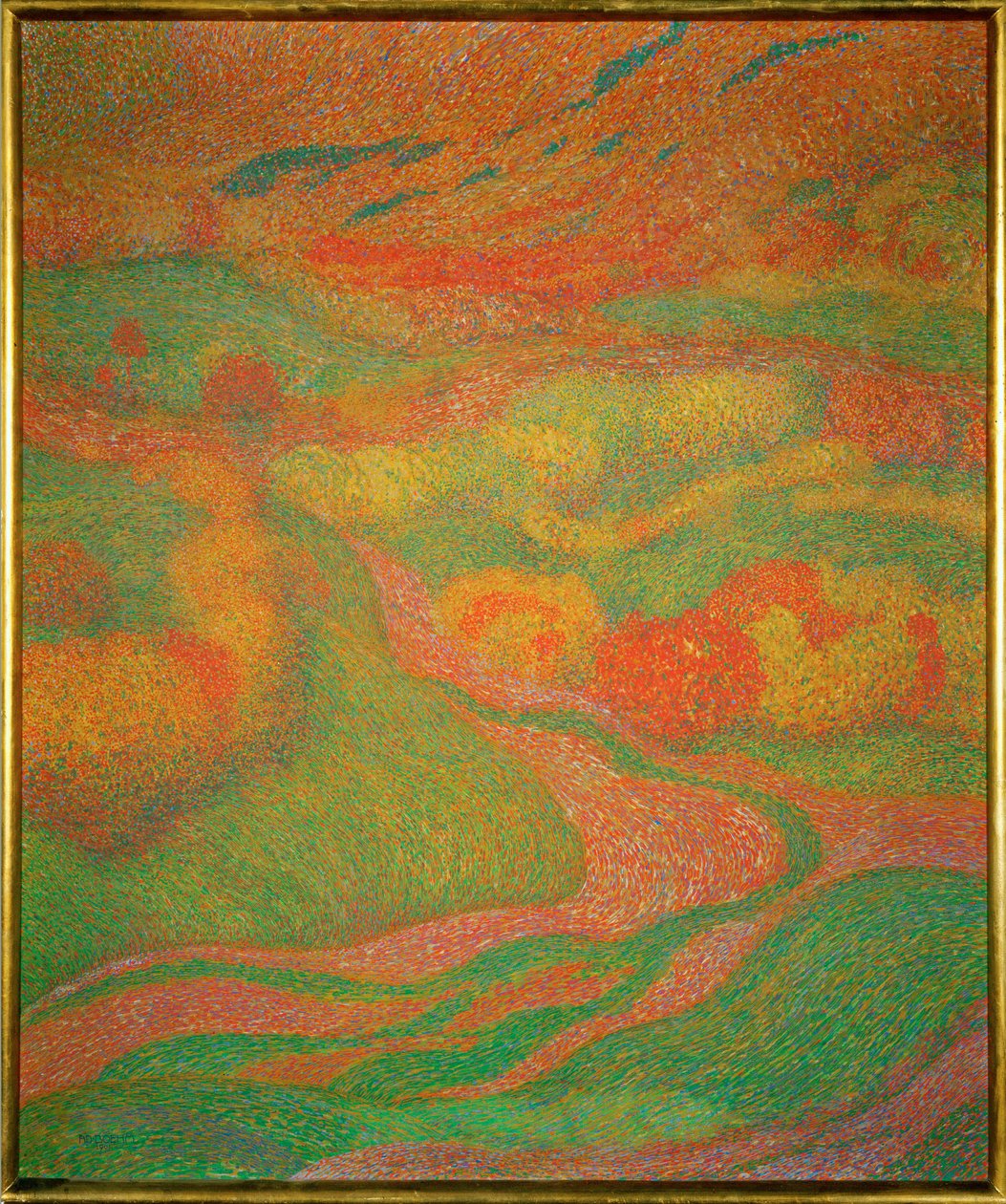 Landschap (olieverf op doek) door Adolf Bohm