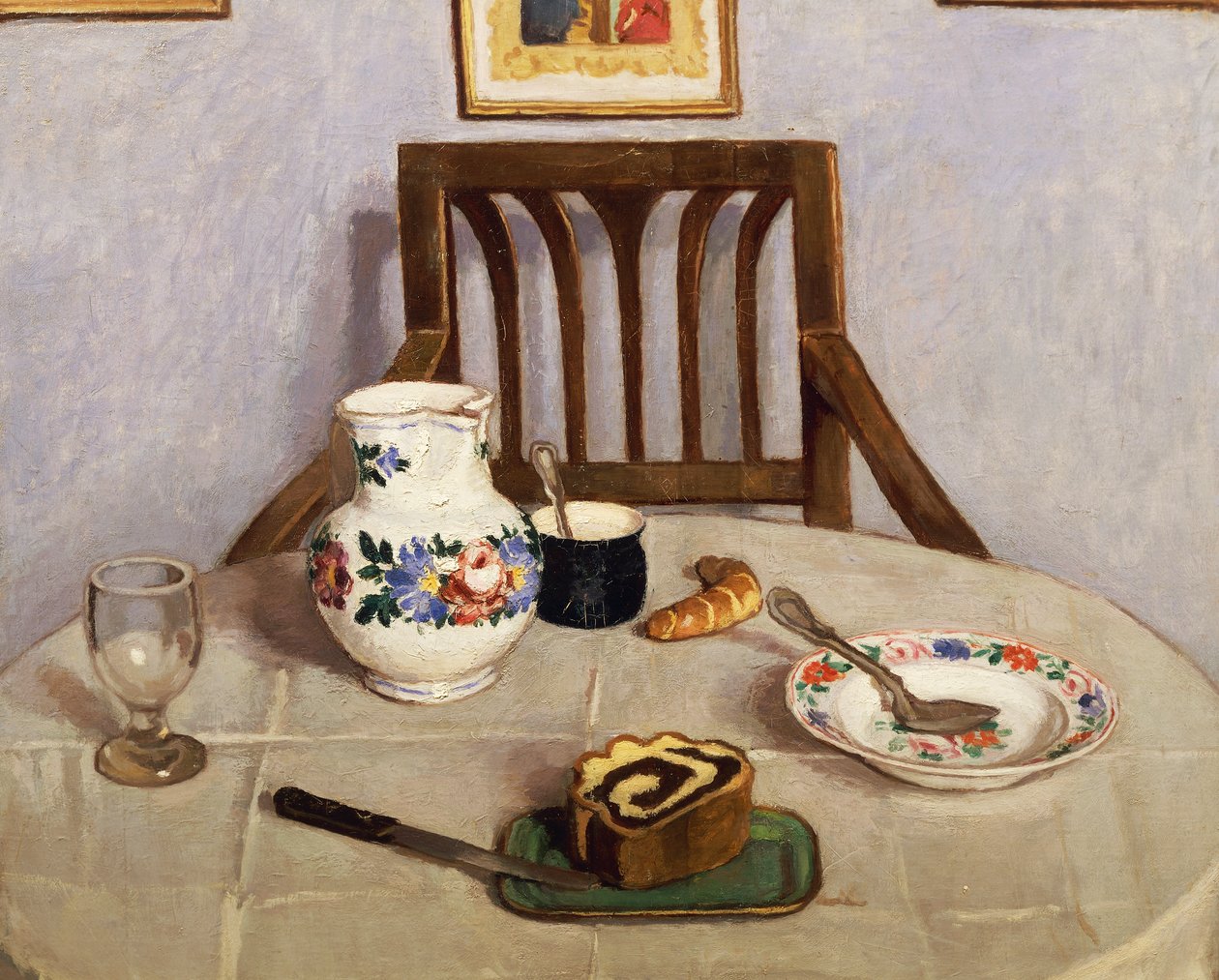 Stilleven met focaccia door Adolf Fenyes