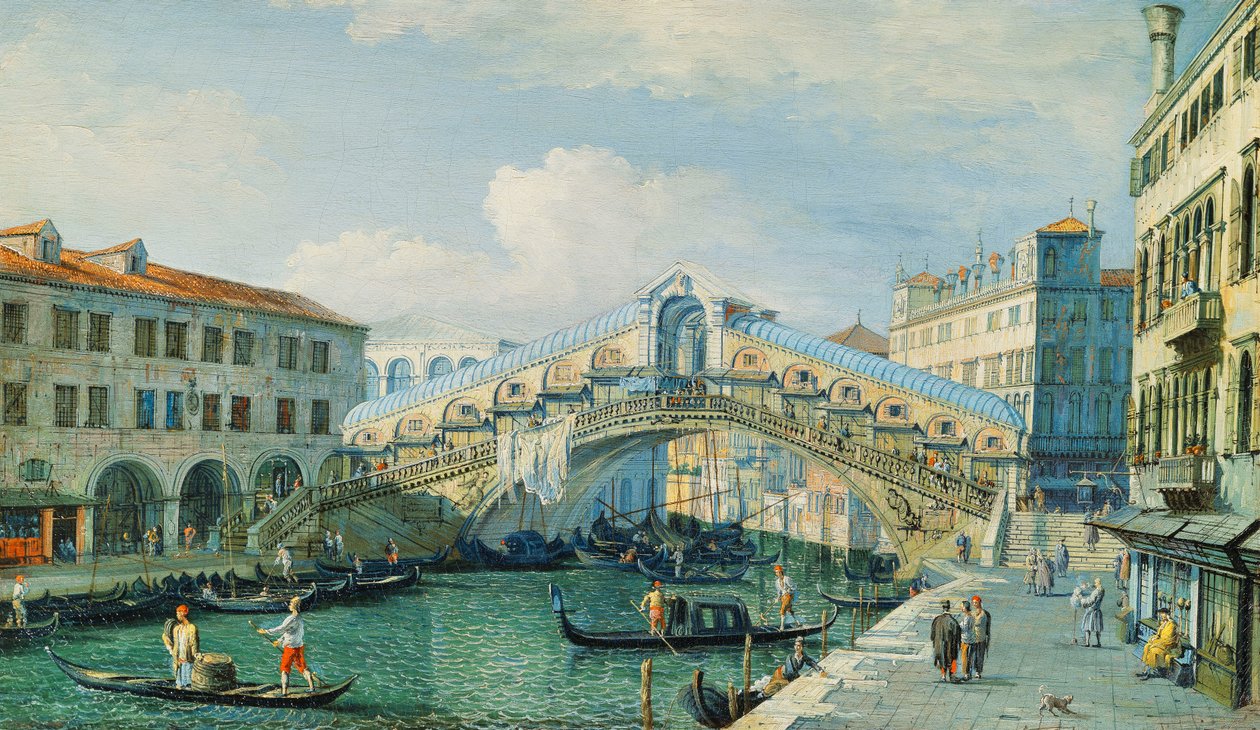 De Rialtobrug aan het Canal Grande, Venetië door Adolf Sukkert