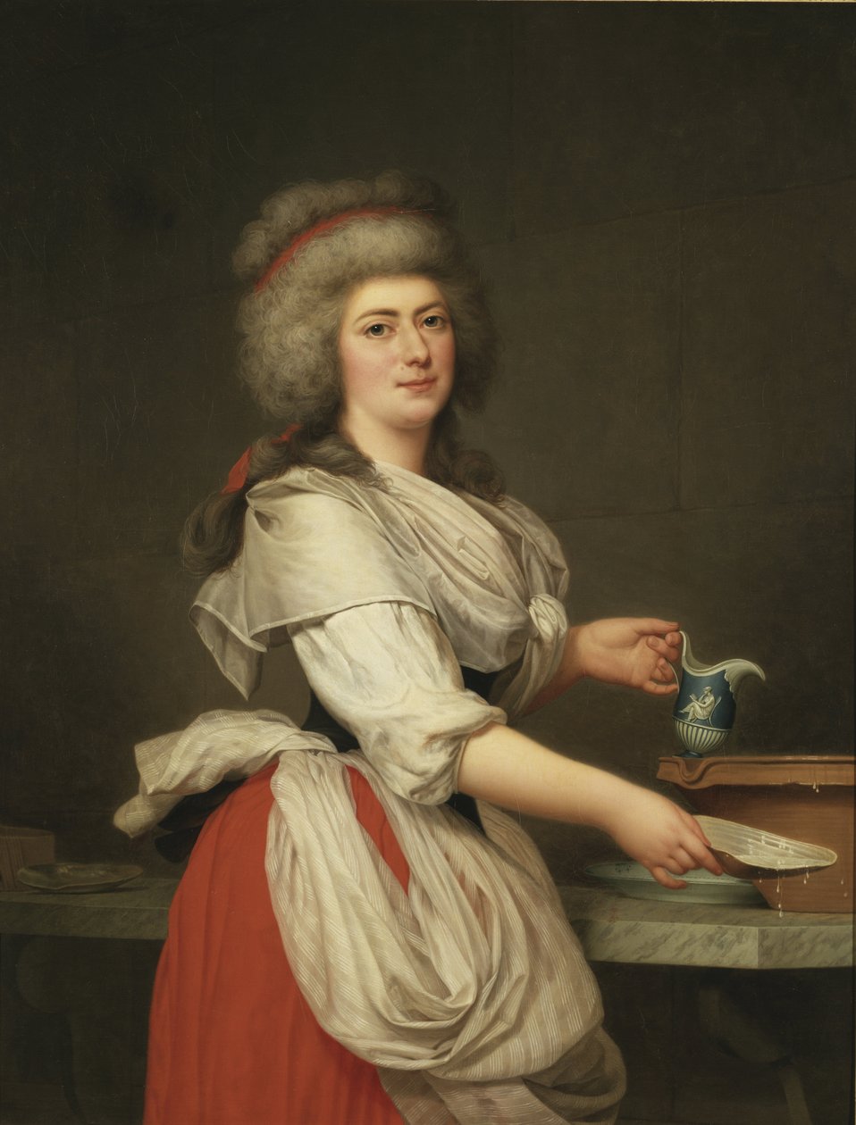 Madame Adelaide Aughie, vriendin van Koningin Marie Antoinette, als melkmeisje in Trianon door Adolf Ulrich Wertmuller
