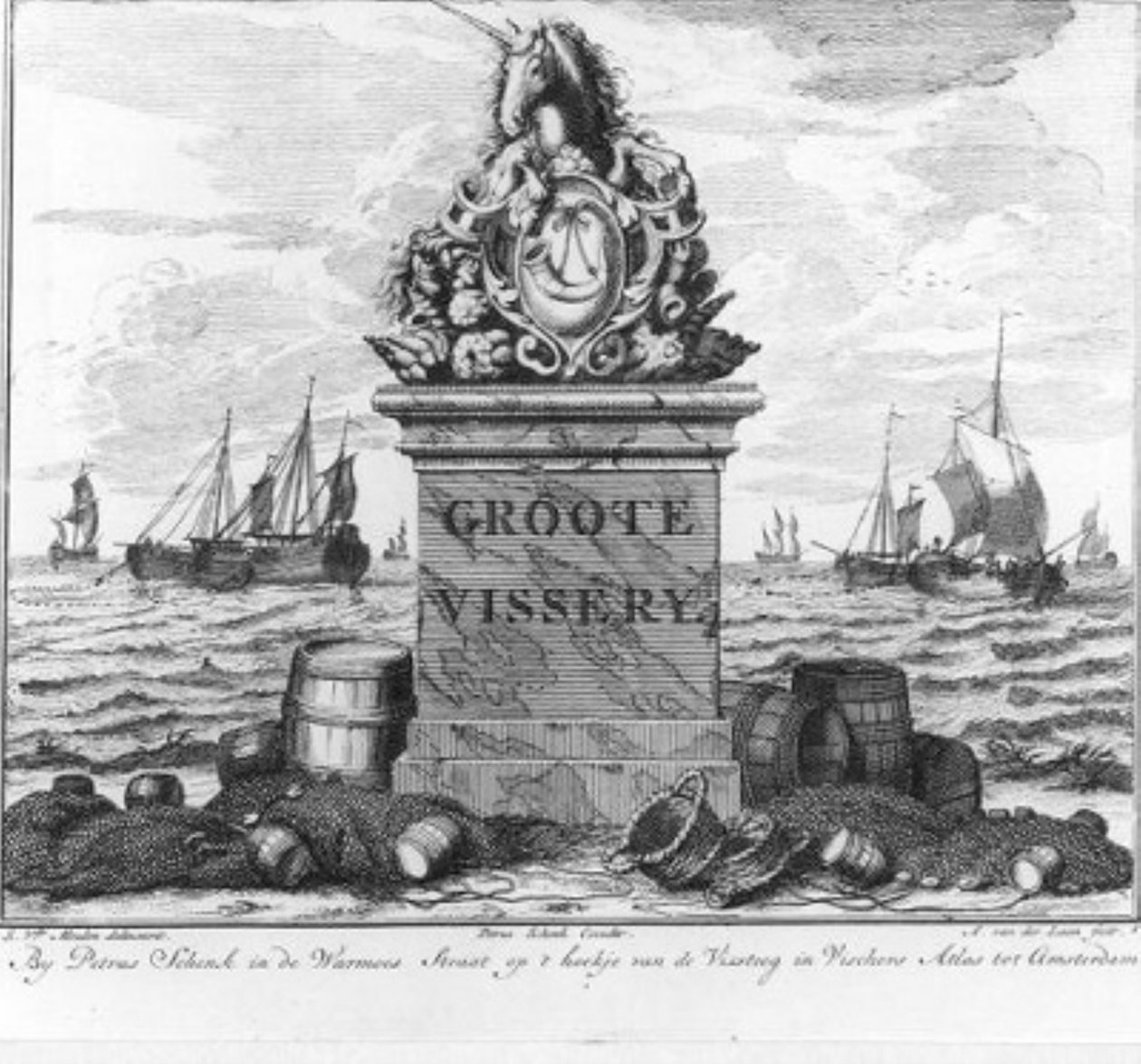 „Groote visserij” (nr. 1 uit de serie haringvangst) door Adolf van der Laan