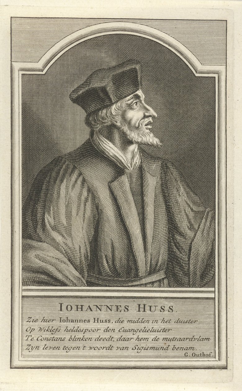 Portret van John Hus, ca. 1710 door Adolf van der Laan
