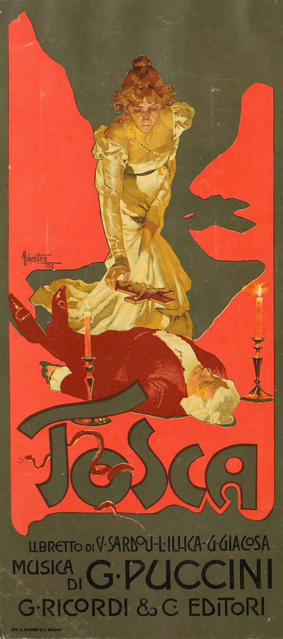 Poster voor de opera Tosca door G. Puccini, 1899 door Adolfo Hohenstein