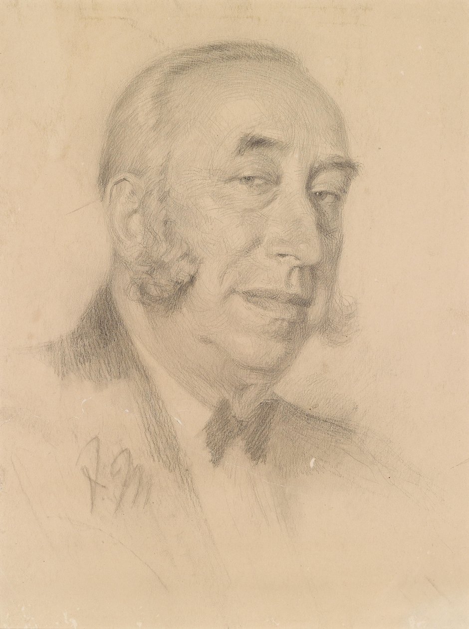 Portret van een heer met snor door Adolph Menzel
