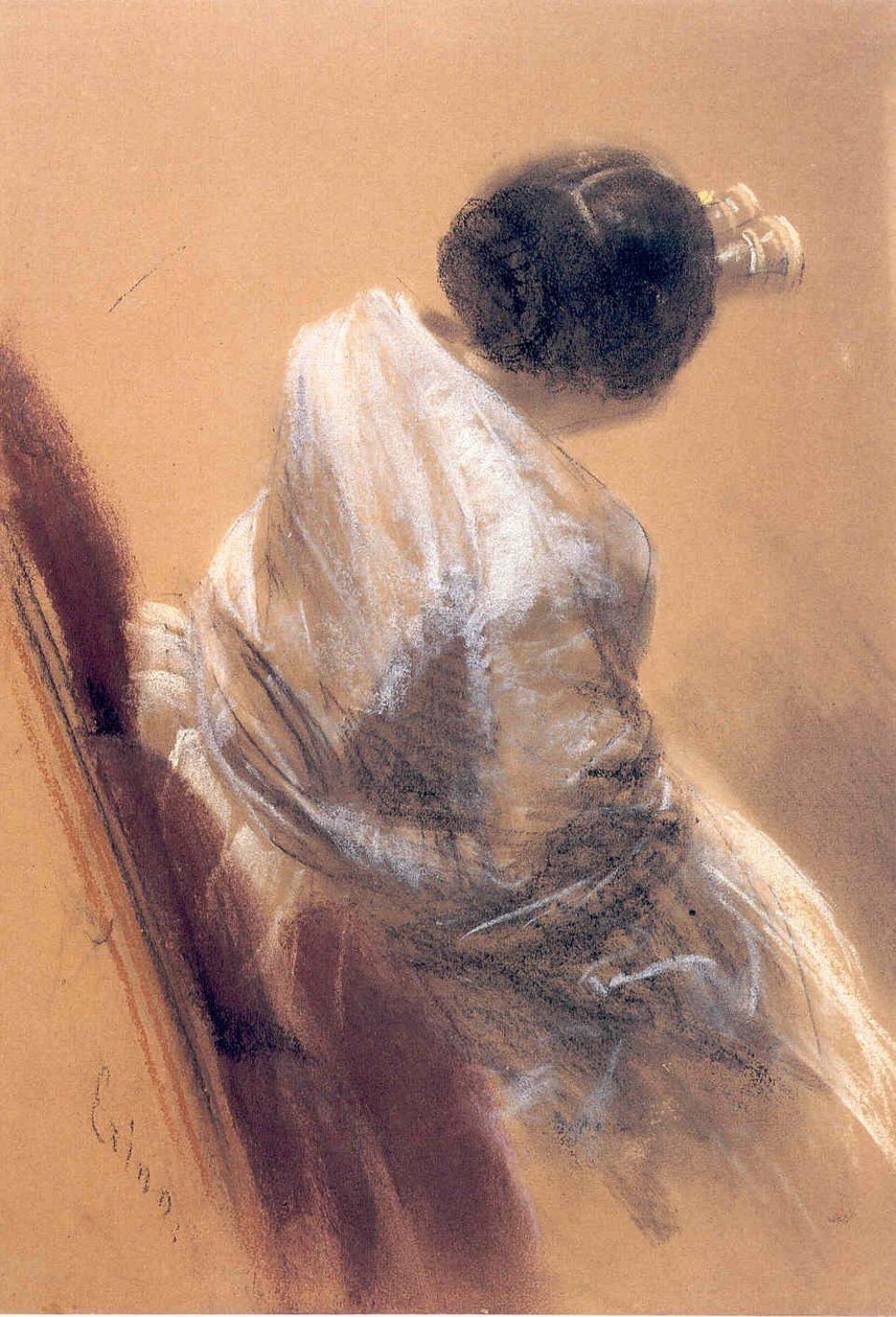 Dame met operakijker door Adolph Menzel