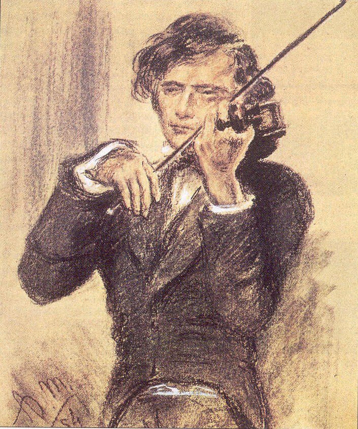 Krijttekening van Joseph Joachim door Adolph Menzel