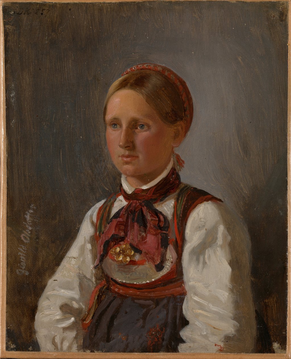 Portret van Gunild Olsdatter uit Tinn door Adolph Tidemand