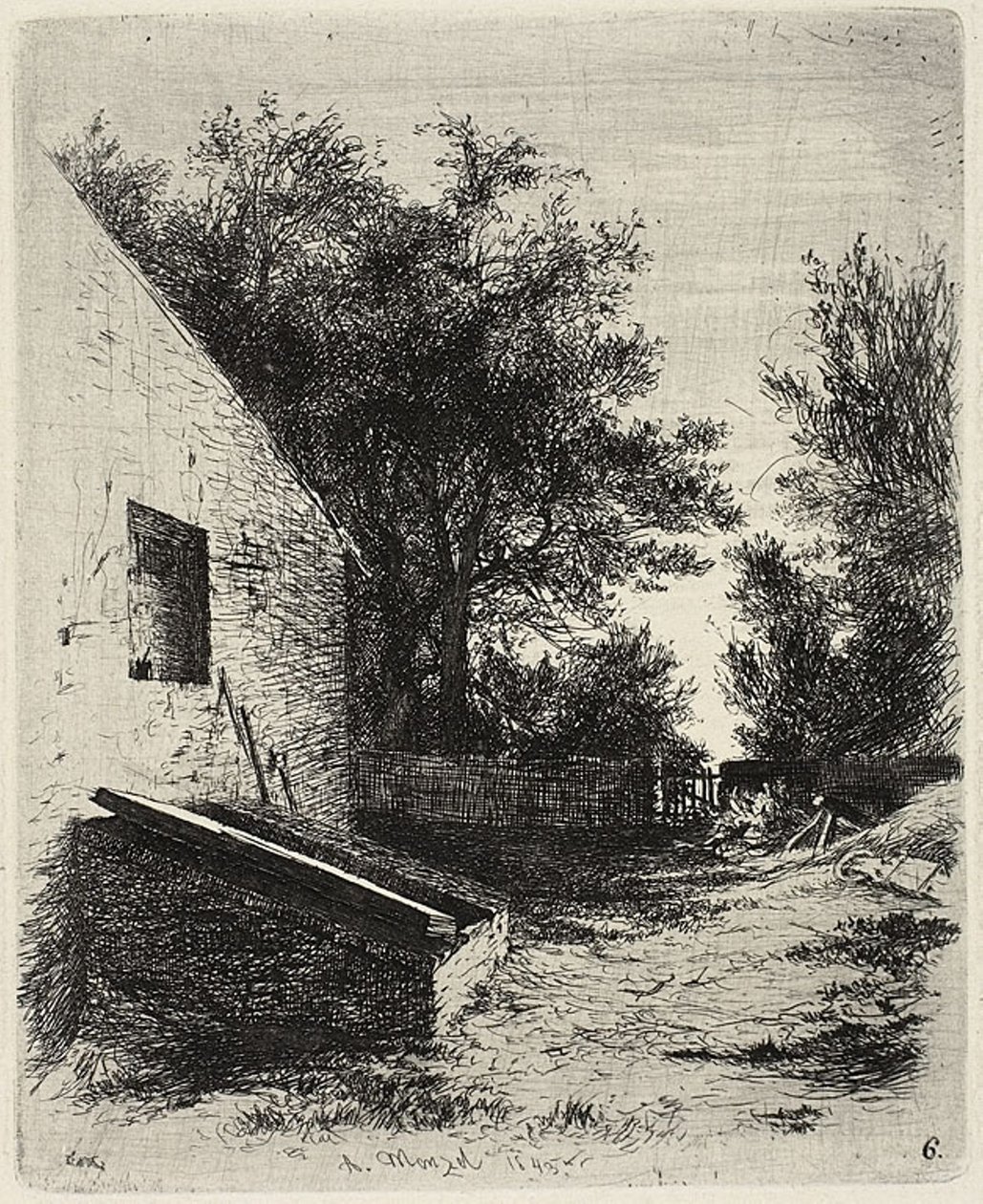 Plaat zes, uit Radierversuche door Adolph Menzel