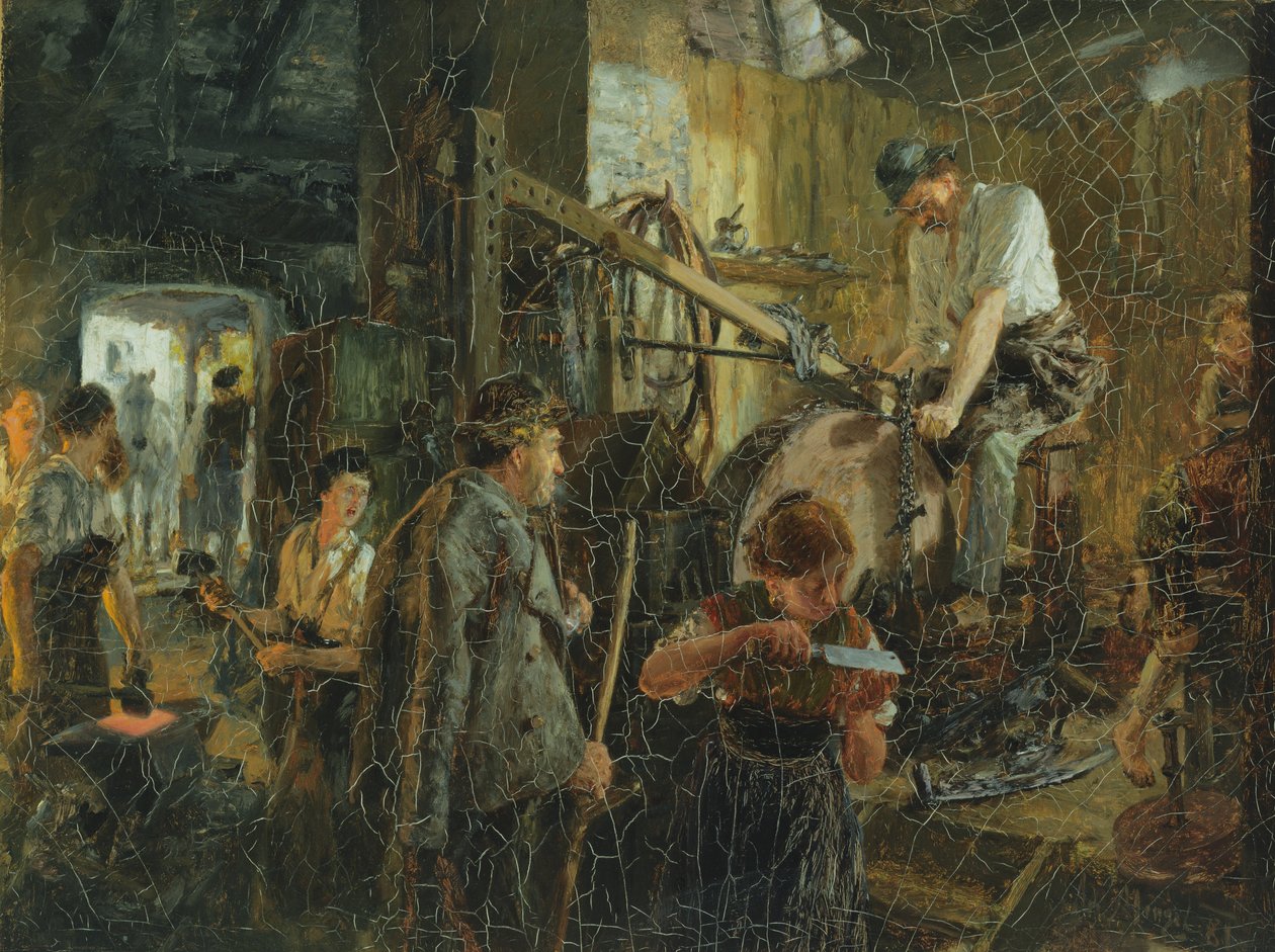 De messenslijper bij de smidse in Hofgastein, 1881 door Adolph Menzel