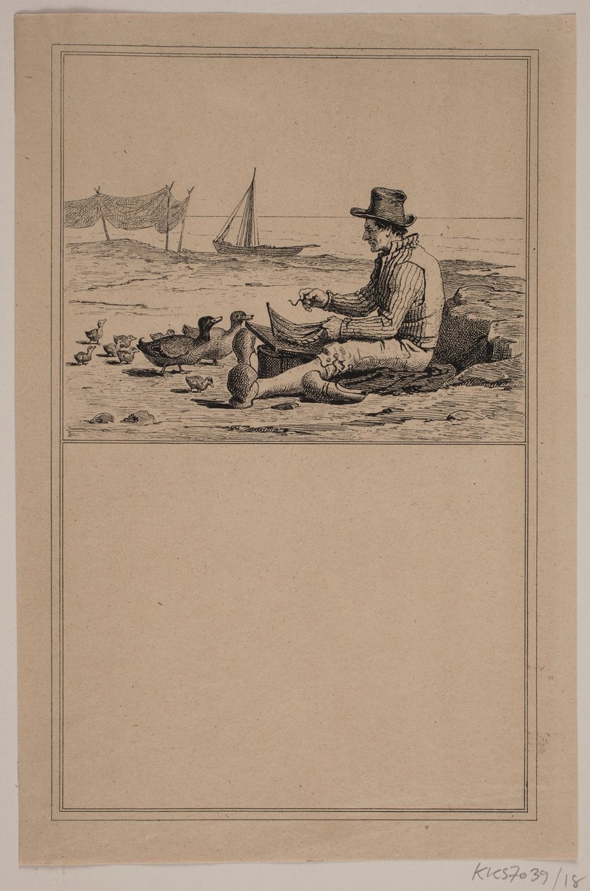 De visser en de eend. Nr. 17 in Chr. Winther en M. Rørbye, "25 Afbeeldingen voor kleine kinderen" door Johan Adolph Kittendorff