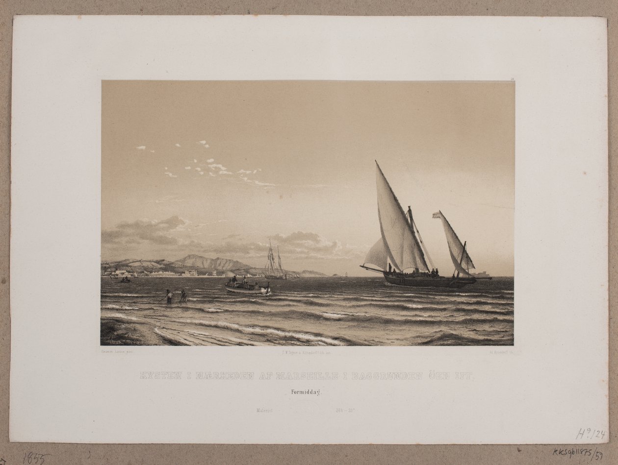 De Kust in de Buurt van Marseille met op de Achtergrond het Eiland Iff door Johan Adolph Kittendorff