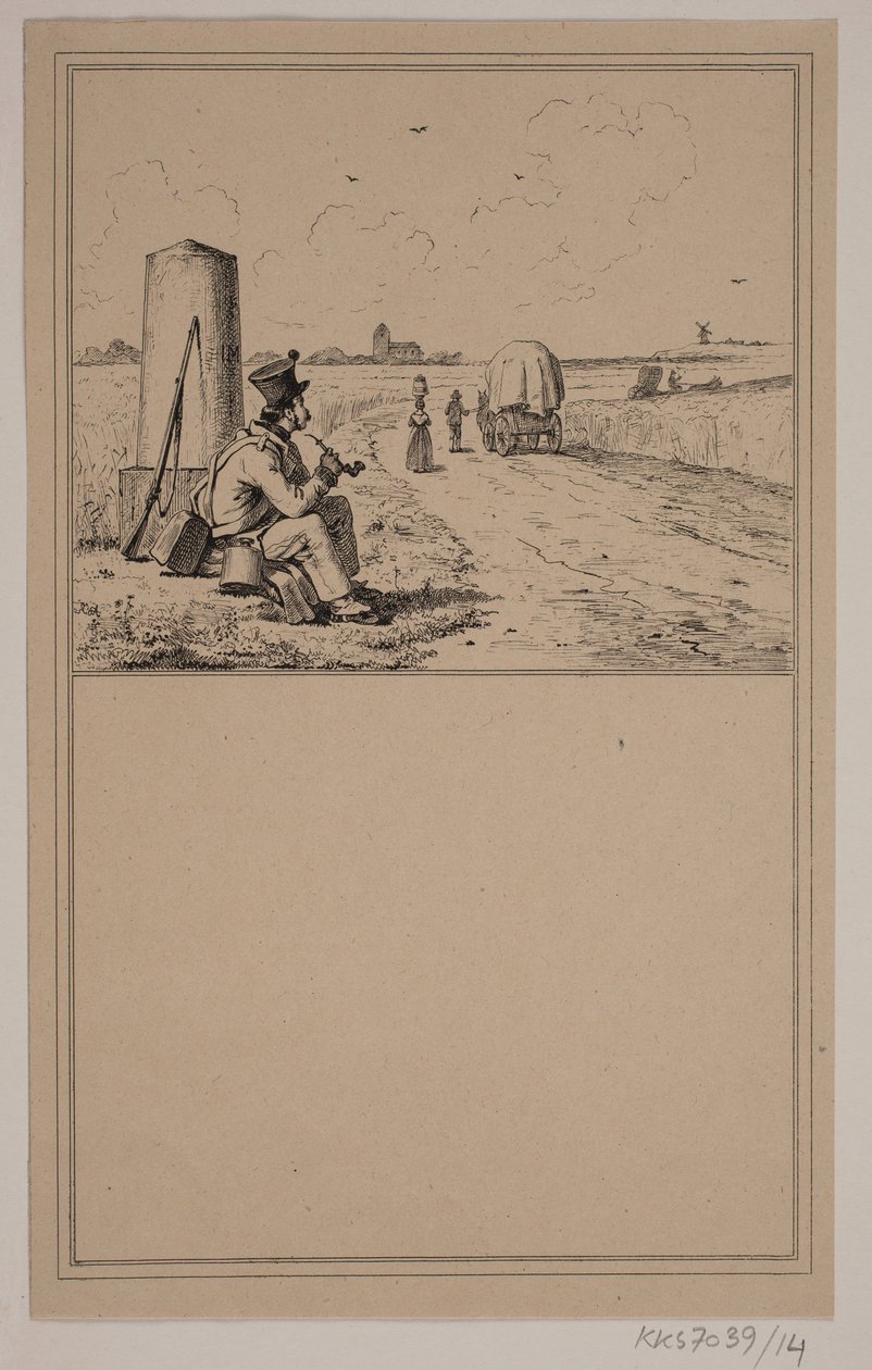 De soldaat op mars. Nr. 13 in Chr. Winther en M. Rørbye, "25 Beelden voor kleine kinderen" door Johan Adolph Kittendorff