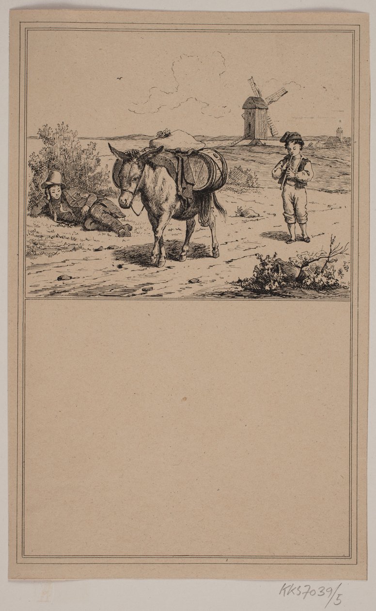De ezel. Nr. 4 in Chr. Winther en M. Rørbye, "25 Afbeeldingen voor kleine kinderen" door Johan Adolph Kittendorff