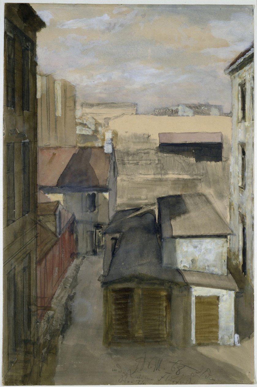 Uitzicht vanuit het raam aan de Luisenstraße 24 door Adolph Menzel