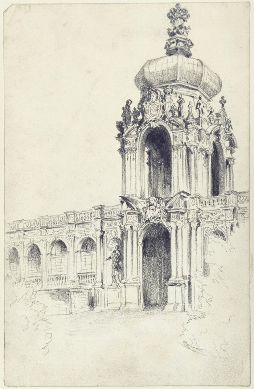 De Kronentor van de Zwinger in Dresden door Adolph Menzel