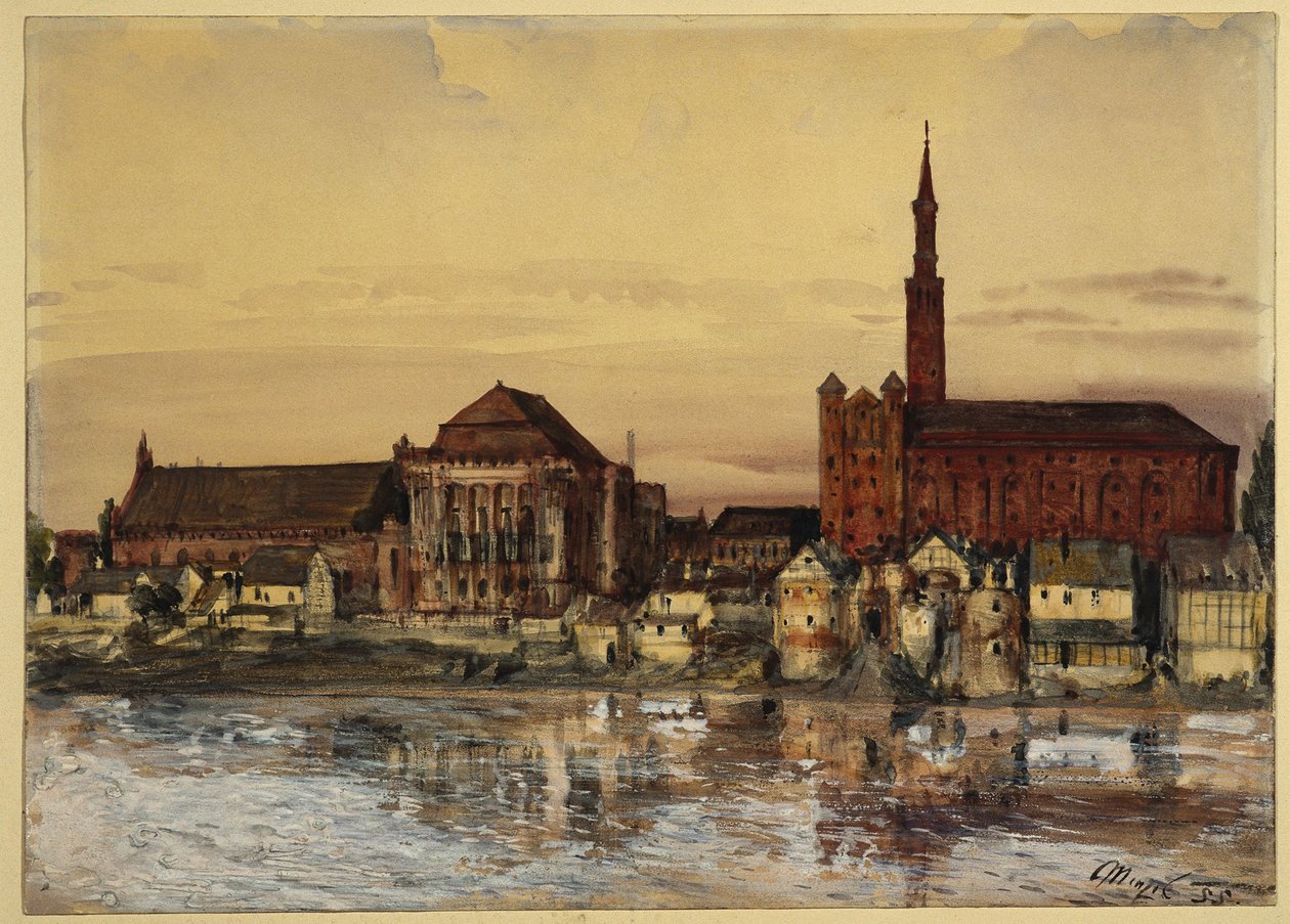 Marienburg aan de oever van de Nogat door Adolph Menzel