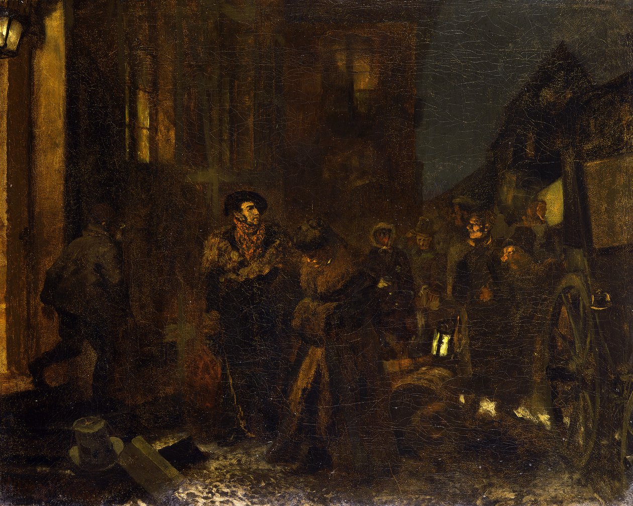 Een tussenstop tijdens de reis door Adolph Menzel