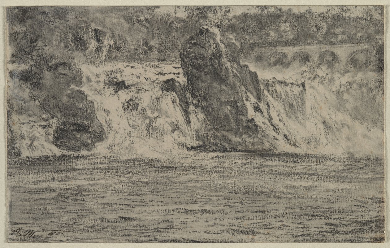 Watervallen van de Rijn bij Schaffhausen Rheinfall von Schaffhausen, 1885 door Adolph Menzel