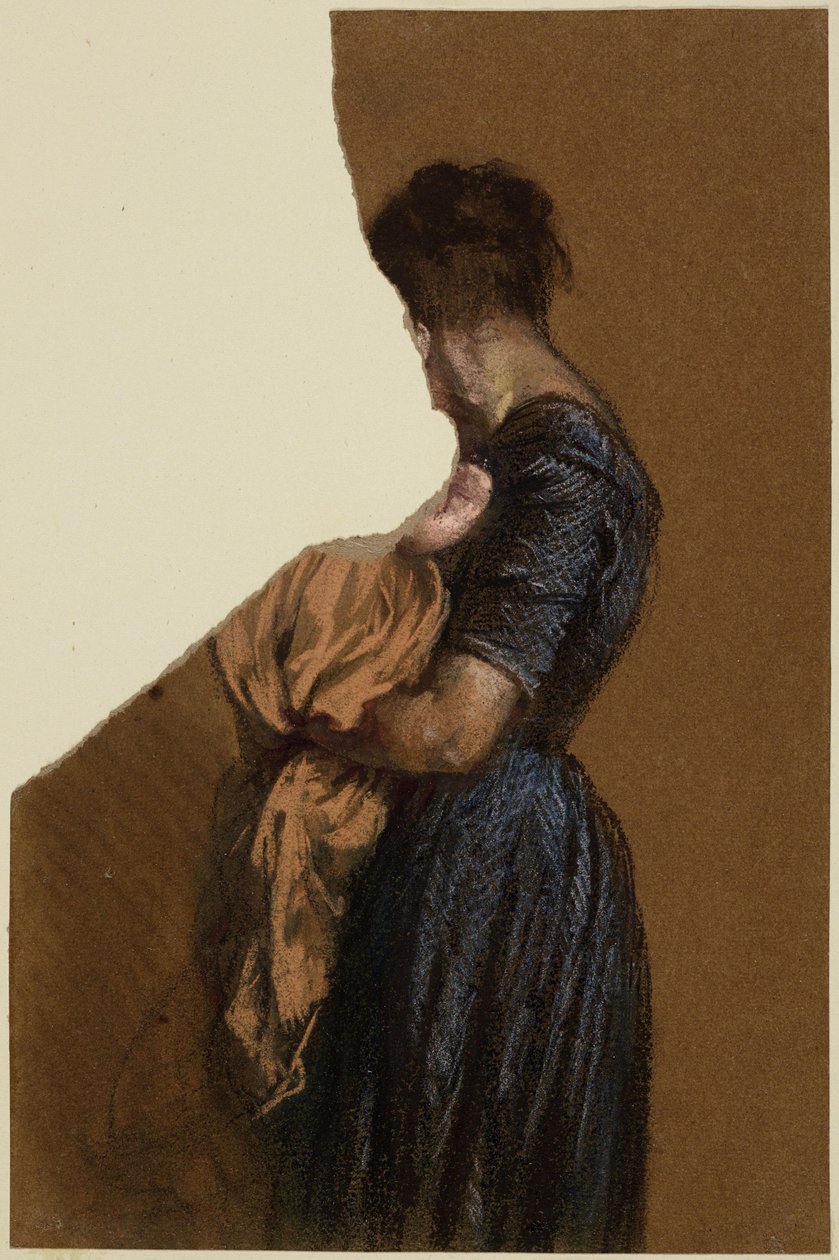 Vrouw met een peuter in haar armen door Adolph Menzel