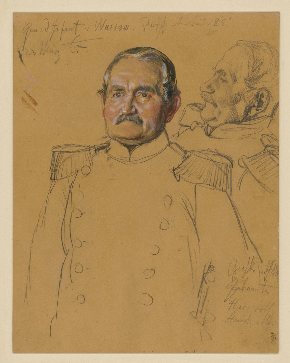 Generaal von Wussow, portretstudie voor „De kroning van Wilhelm I in Königsberg“ door Adolph Menzel