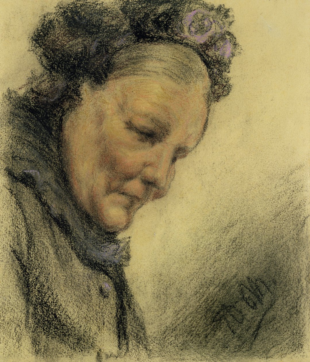 Hoofd van een oude dame door Adolph Menzel