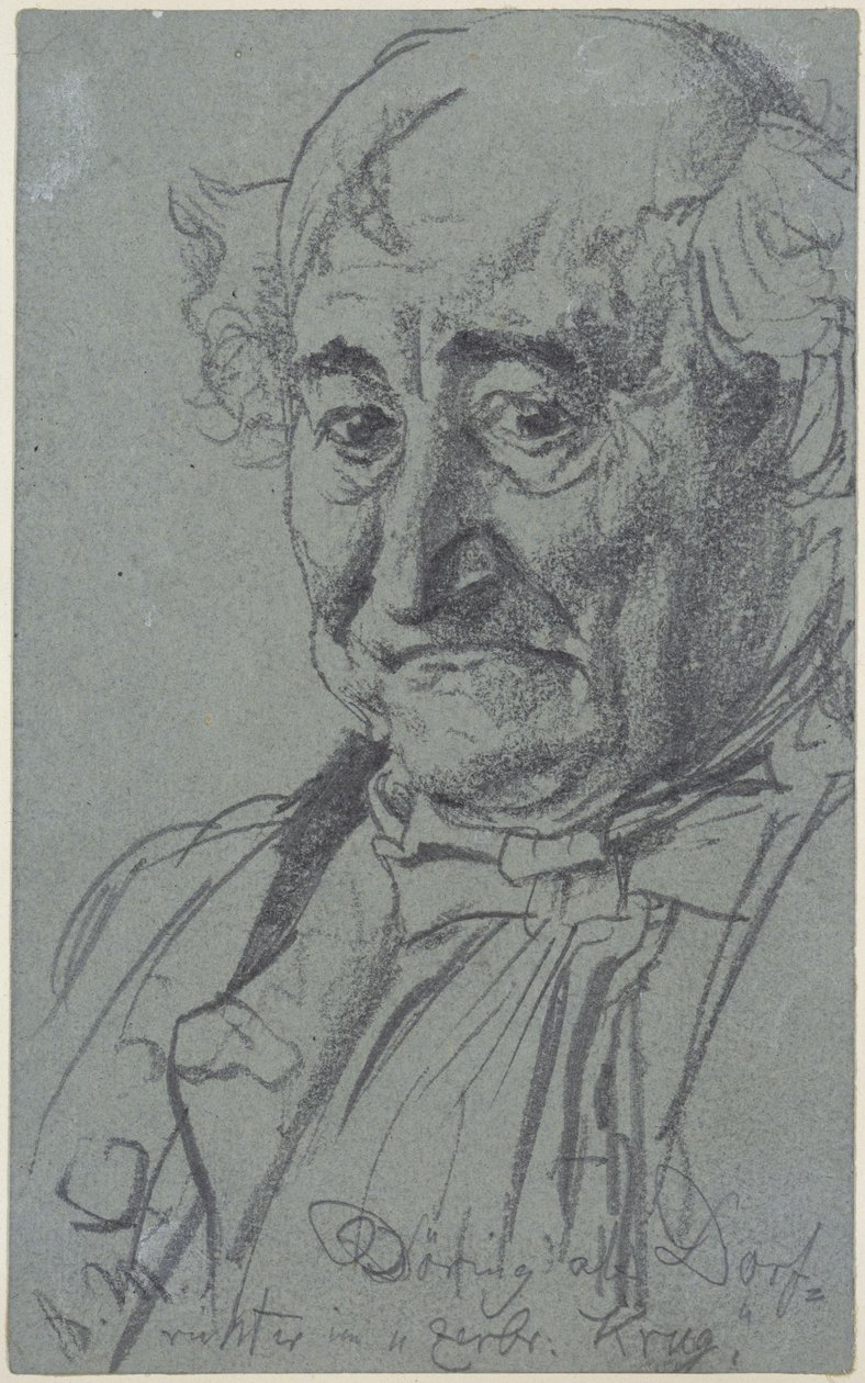 Heinrich von Kleist, De gebroken kruik: de acteur Theodor Döring als dorpsrechter Adam door Adolph Menzel