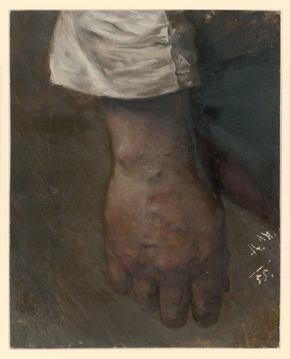 Hangende rechterhand met wijde mouwboord door Adolph Menzel