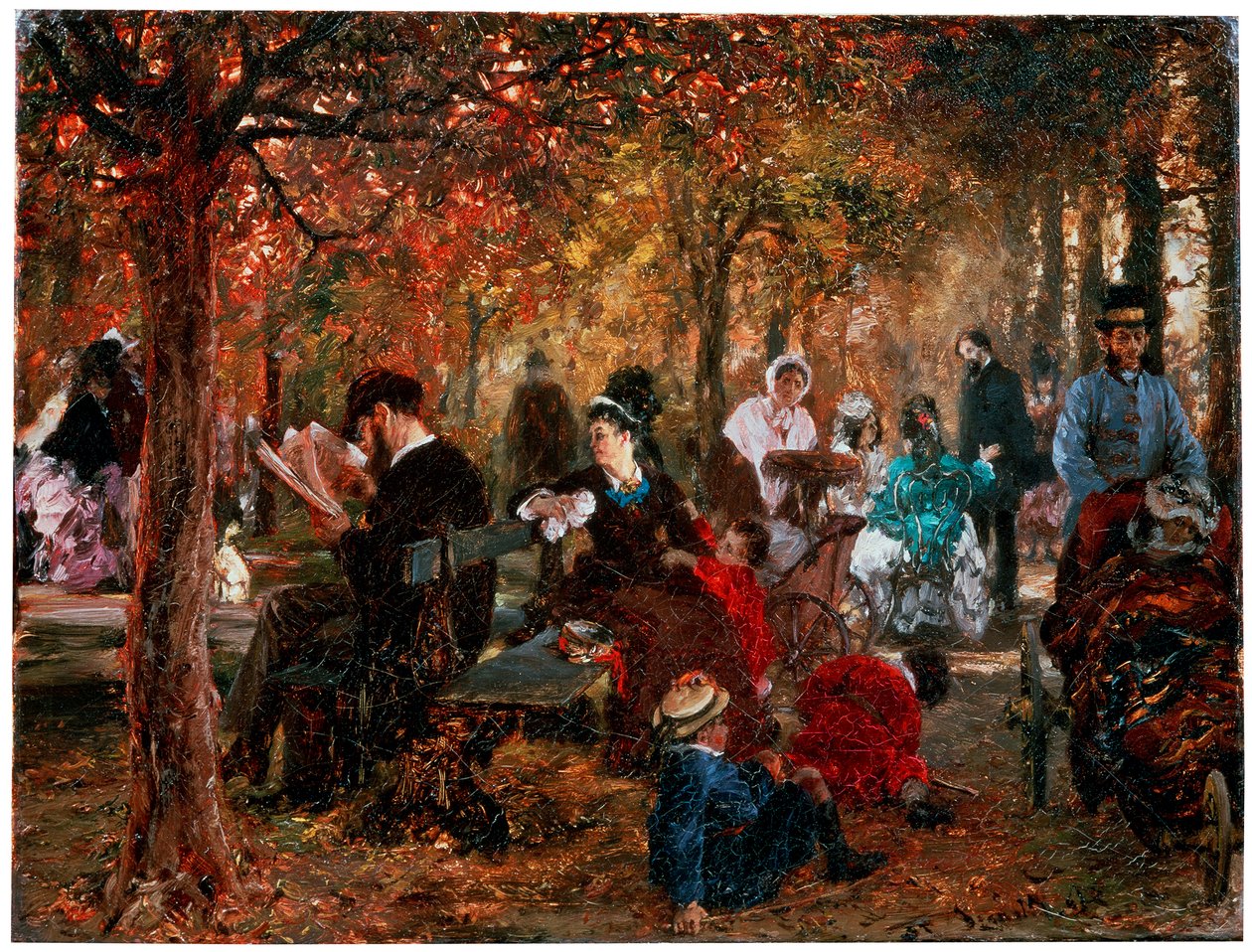 In de Jardin de Luxembourg Een herinnering aan de Jardin de Luxembourg, 1876 door Adolph Menzel