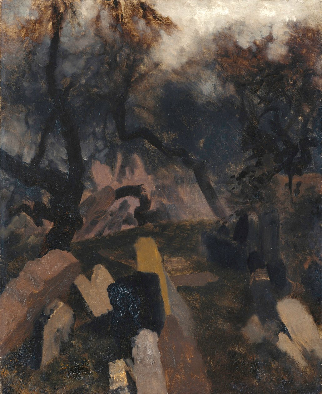 Joodse begraafplaats in Praag door Adolph Menzel