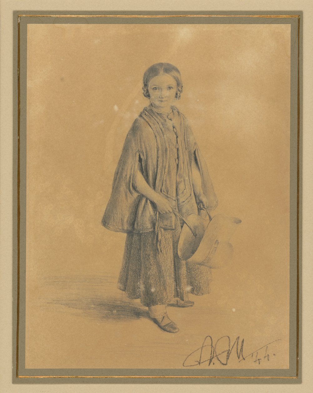 Kinderportret van Constanze Beling, geboren Martini. Dochter van districtsrechter Carl Martini en zijn echtgenote Pauline Martini door Adolph Menzel