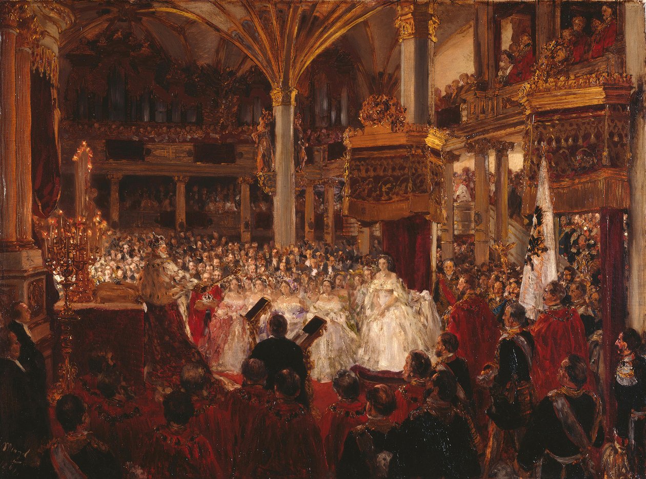 Kroning van koning Wilhelm I in Königsberg (schets) door Adolph Menzel