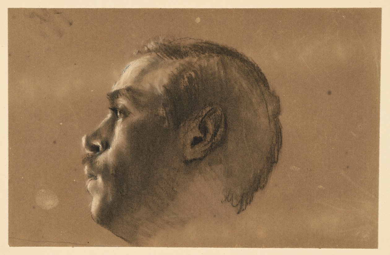 Mannelijke kop in profiel naar links. Modelstudie voor „Friedrich en de zijnen bij Hochkirch“ door Adolph Menzel