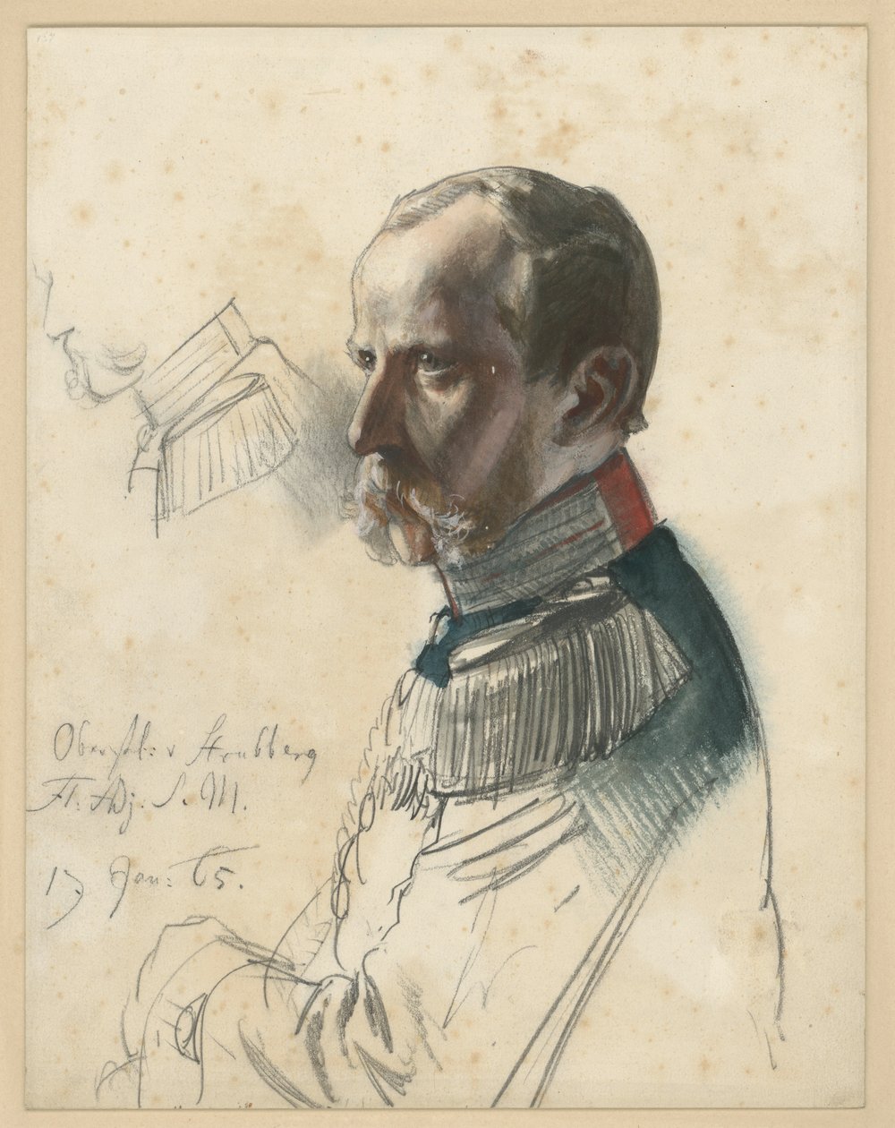 Luitenant-kolonel von Strubberg, adjudant van de koning door Adolph Menzel