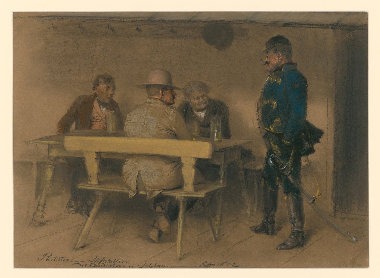 Filistijn en officier in de stiftskeldriij van de benedictijnen in Salzburg door Adolph Menzel