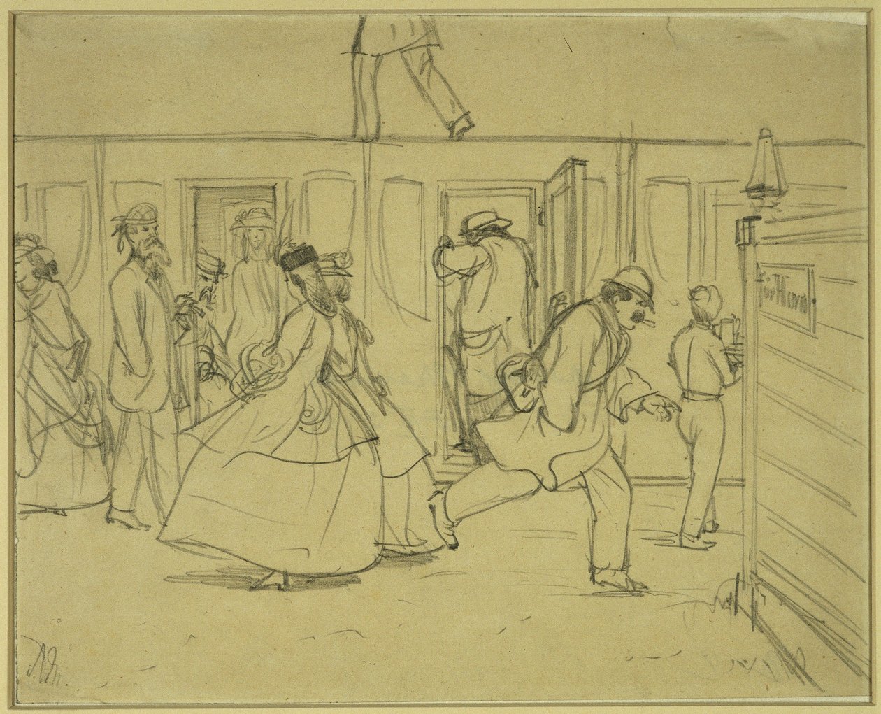 Reizigers op het station („Voor heren“) door Adolph Menzel