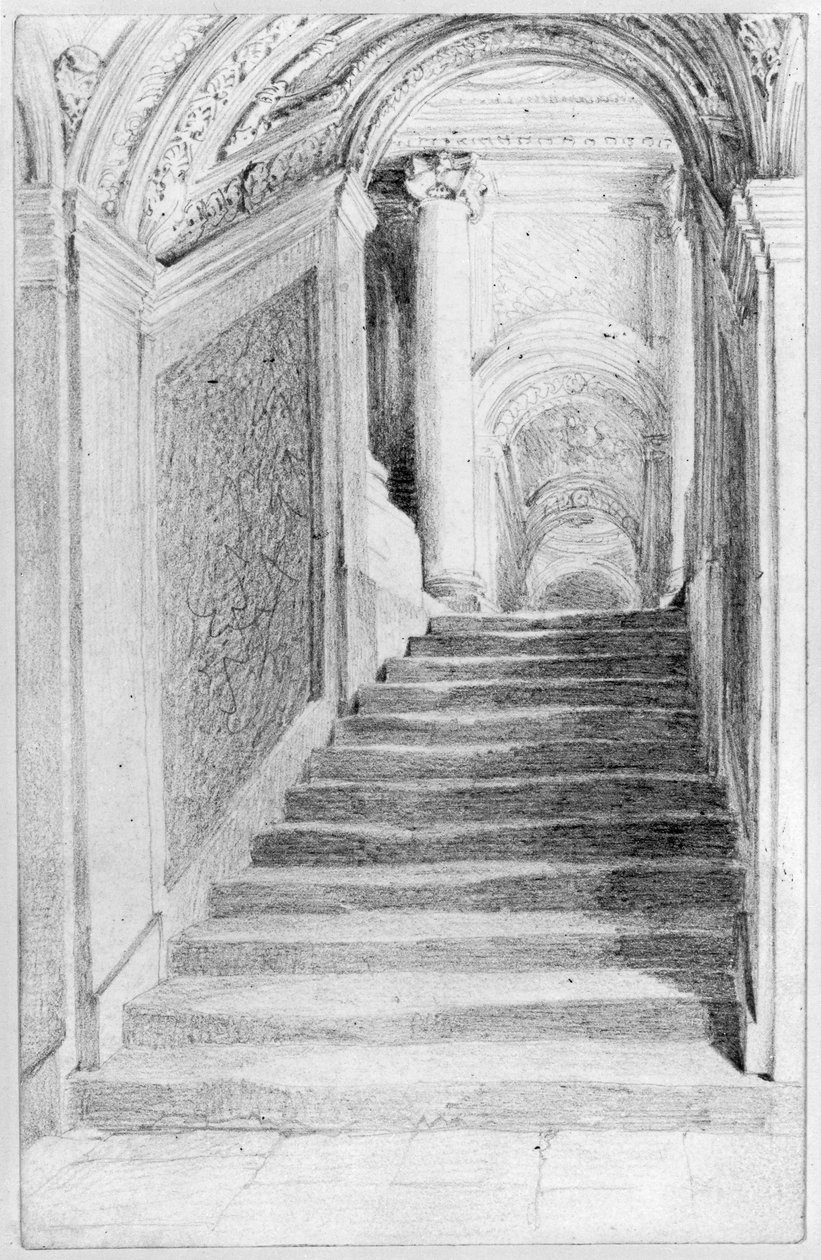 Stadskasteel Berlijn - Trappenhuis van de Riddersaal (Portaal V) door Adolph Menzel
