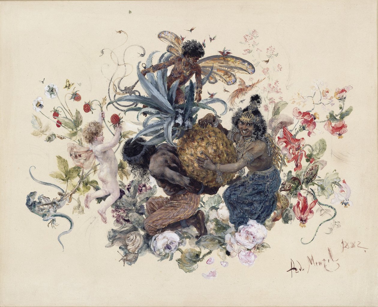 Tafelservies: Fruitschaal door Adolph Menzel