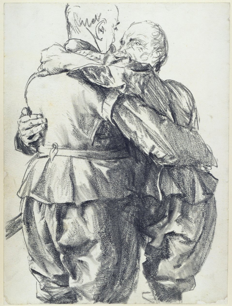 Twee beelden met de gewaden van keurvorst Johann Georg I van Saksen in het Historisch Museum in Dresden door Adolph Menzel