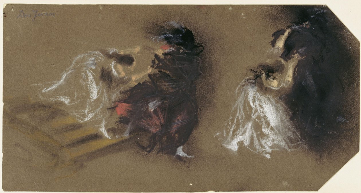 Twee scènes uit Mozarts "Don Giovanni" door Adolph Menzel