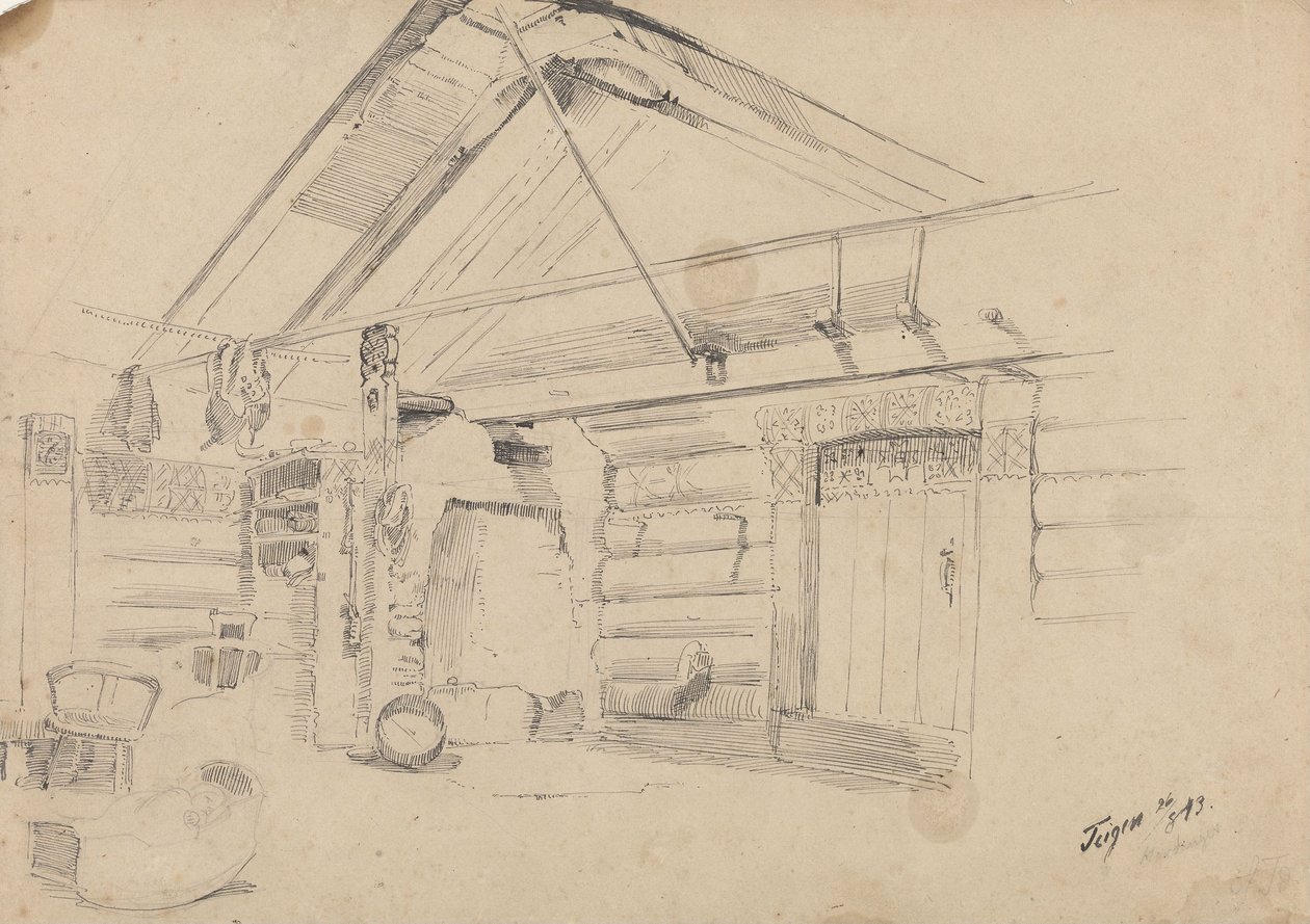 Boerenhuis, Teigen door Adolph Tidemand