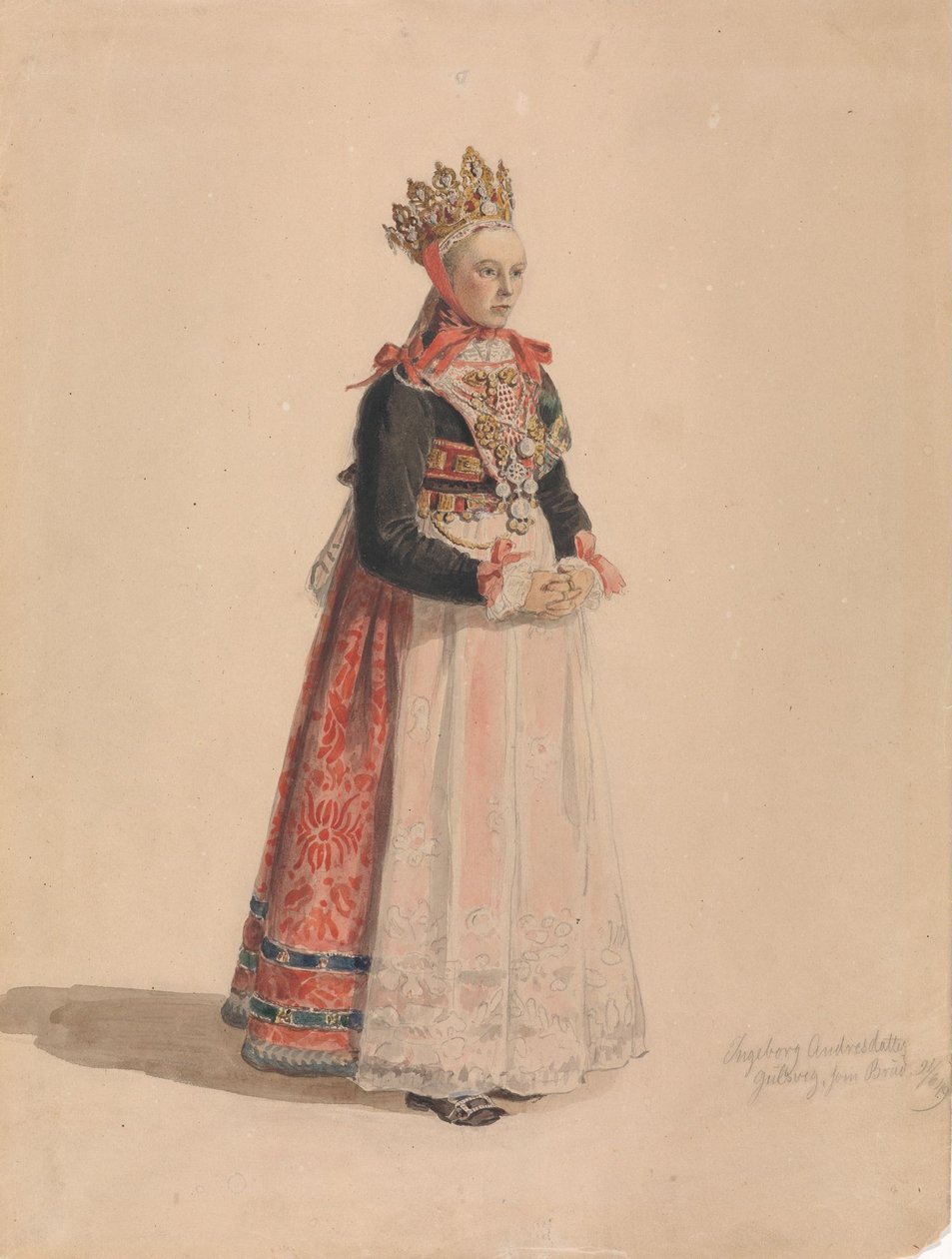 Ingeborg Andresdatter Gulsvik als bruid door Adolph Tidemand