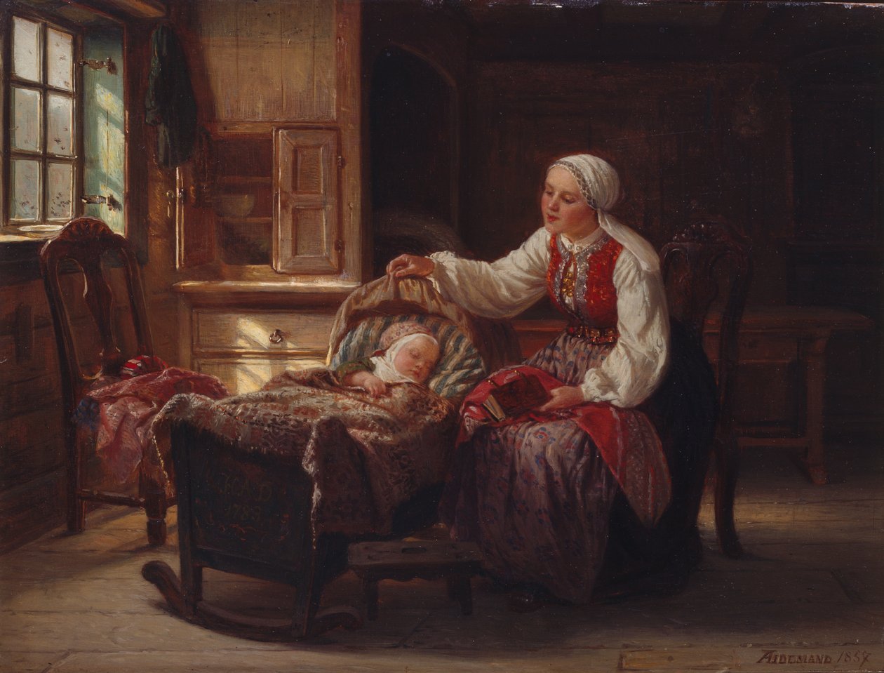 Moeder met kind door Adolph Tidemand