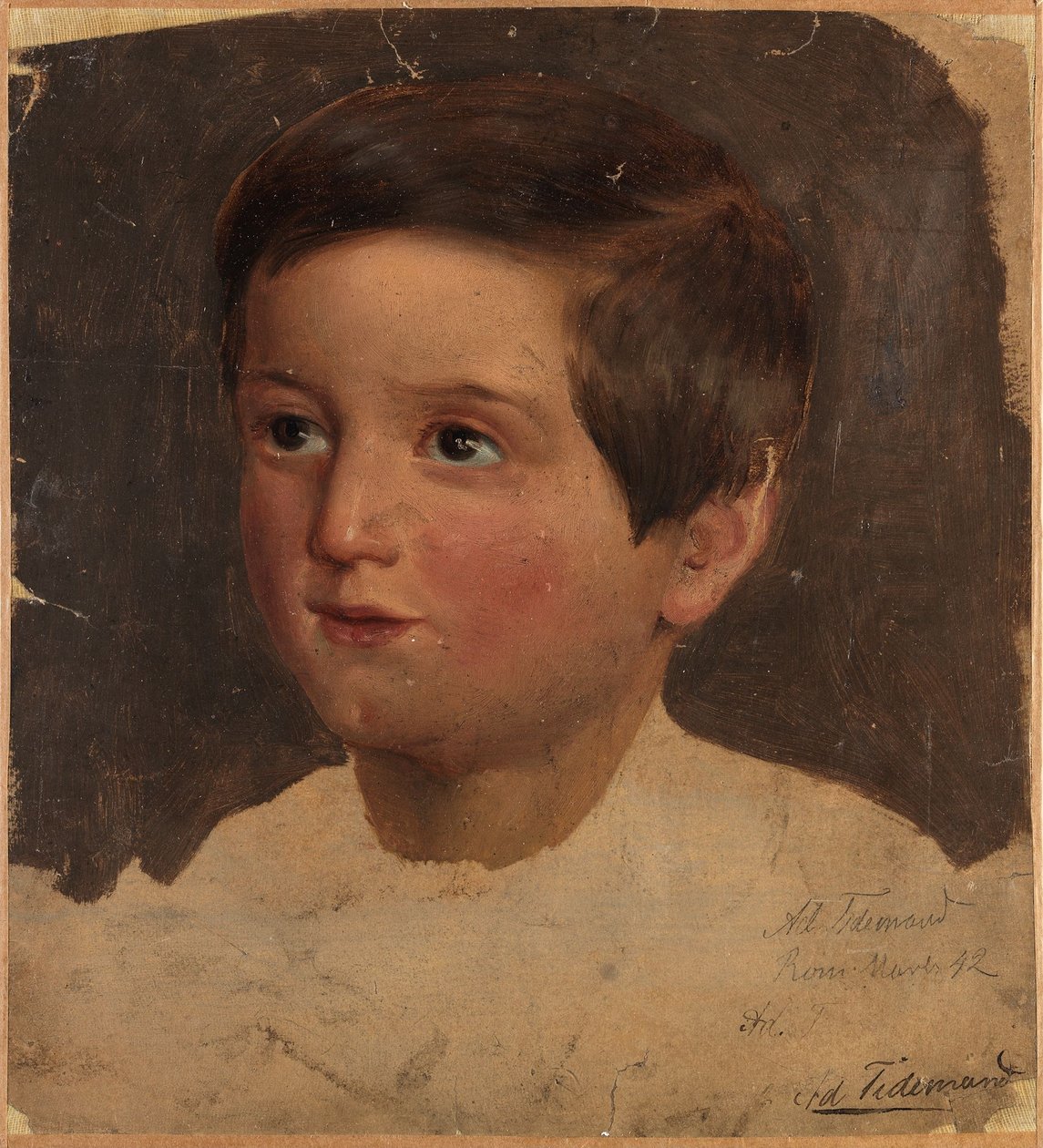 Portretstudie van een jongen door Adolph Tidemand
