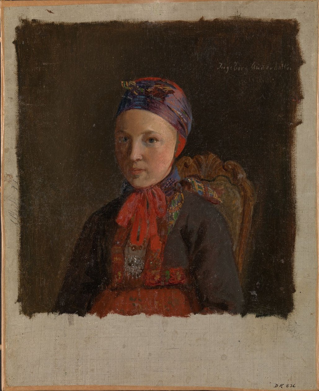 Portret van Ingeborg Anderdatter Gulsvig door Adolph Tidemand
