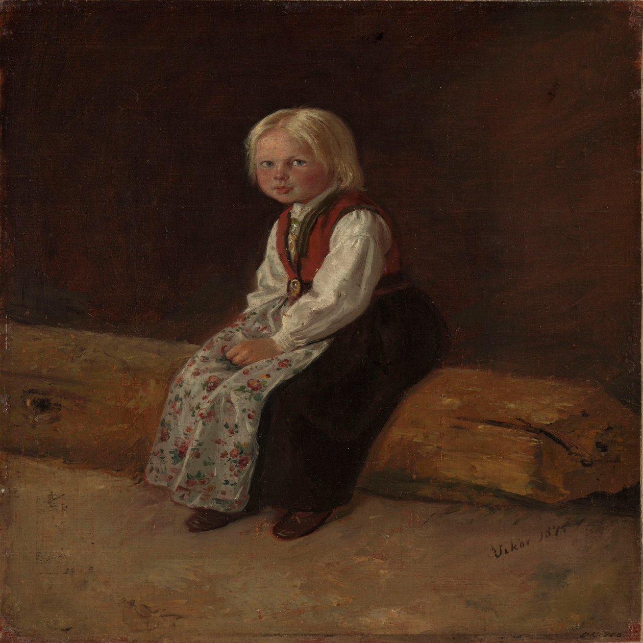 Portret van Sella Larsdatter Vikør door Adolph Tidemand
