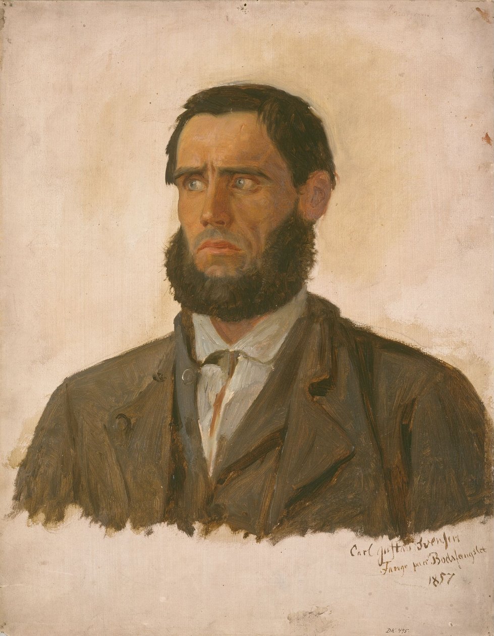 Portret van de gevangene Carl Gustav Svendsen door Adolph Tidemand