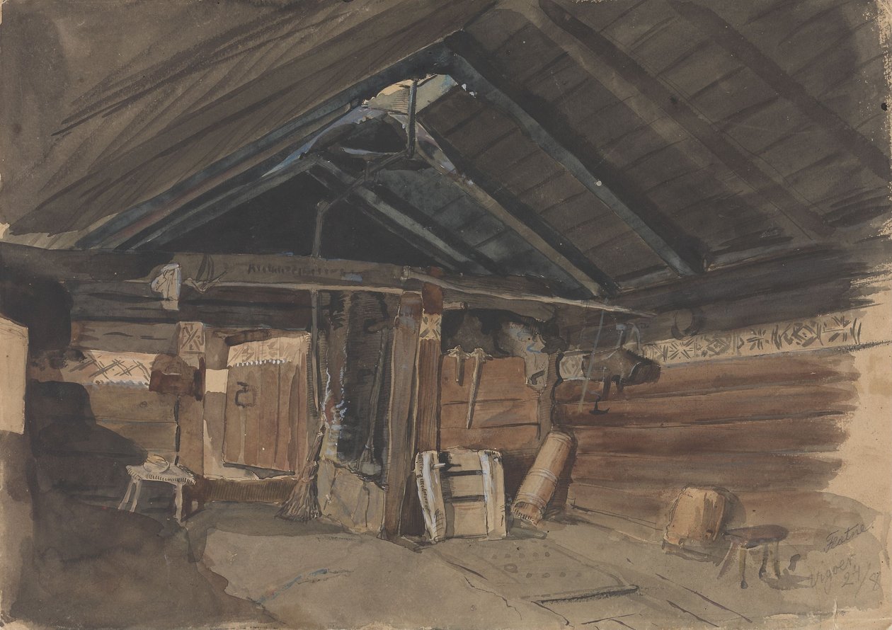 Rookkamer, pastorie van Kvam, Vikøy door Adolph Tidemand
