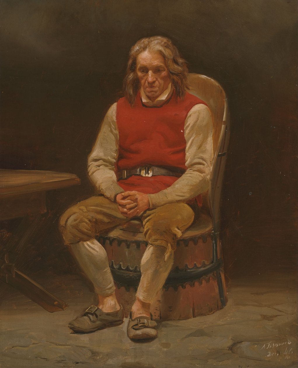 Zittende boer door Adolph Tidemand