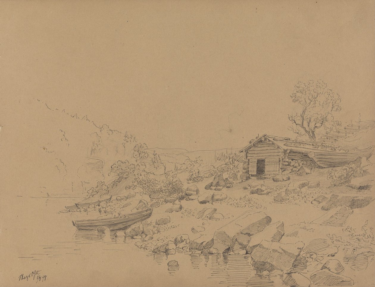 Strandpartij, Magooset door Adolph Tidemand